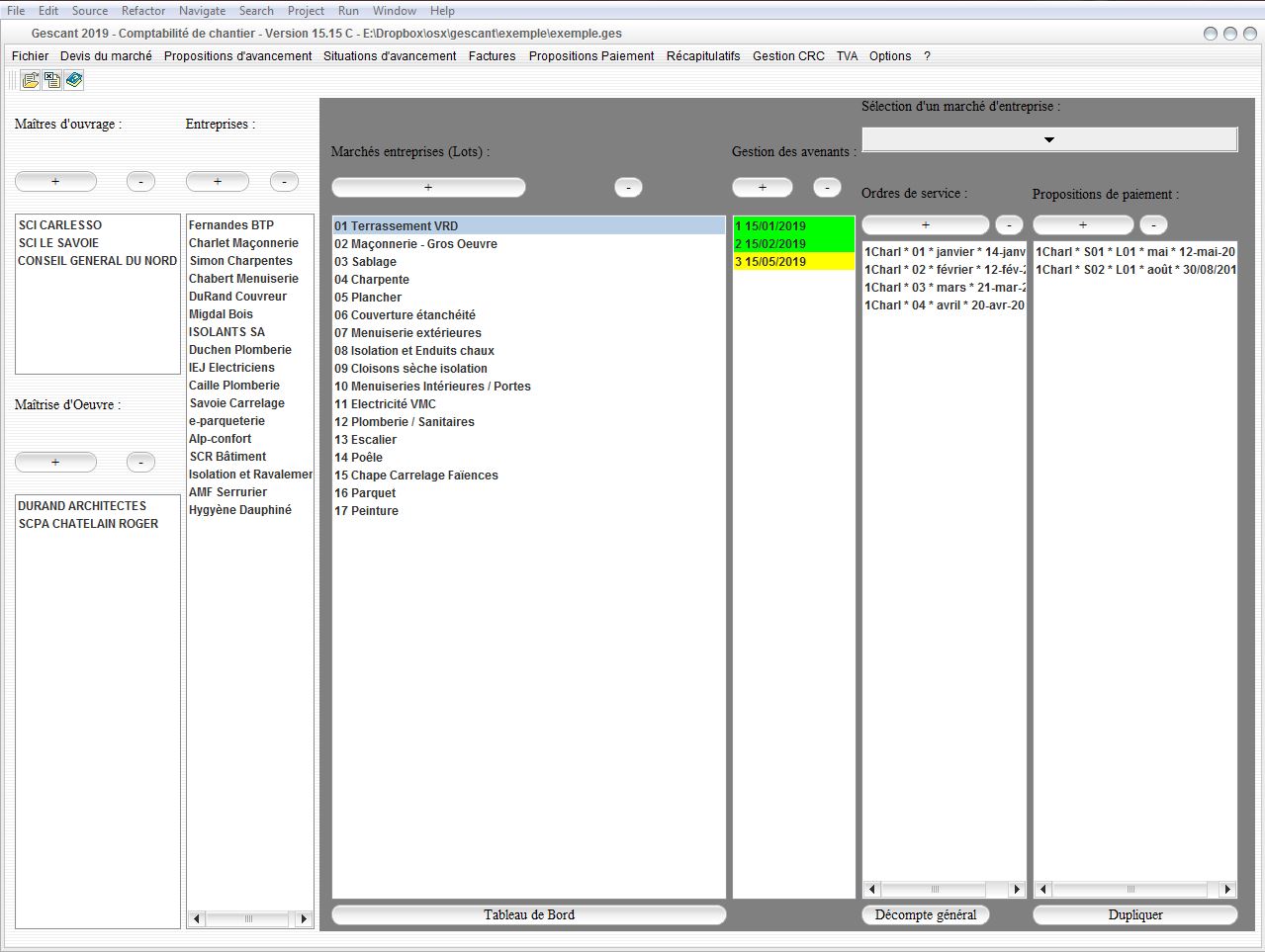 avenants suivi de chantier gescant pour mac et pc v15.15
