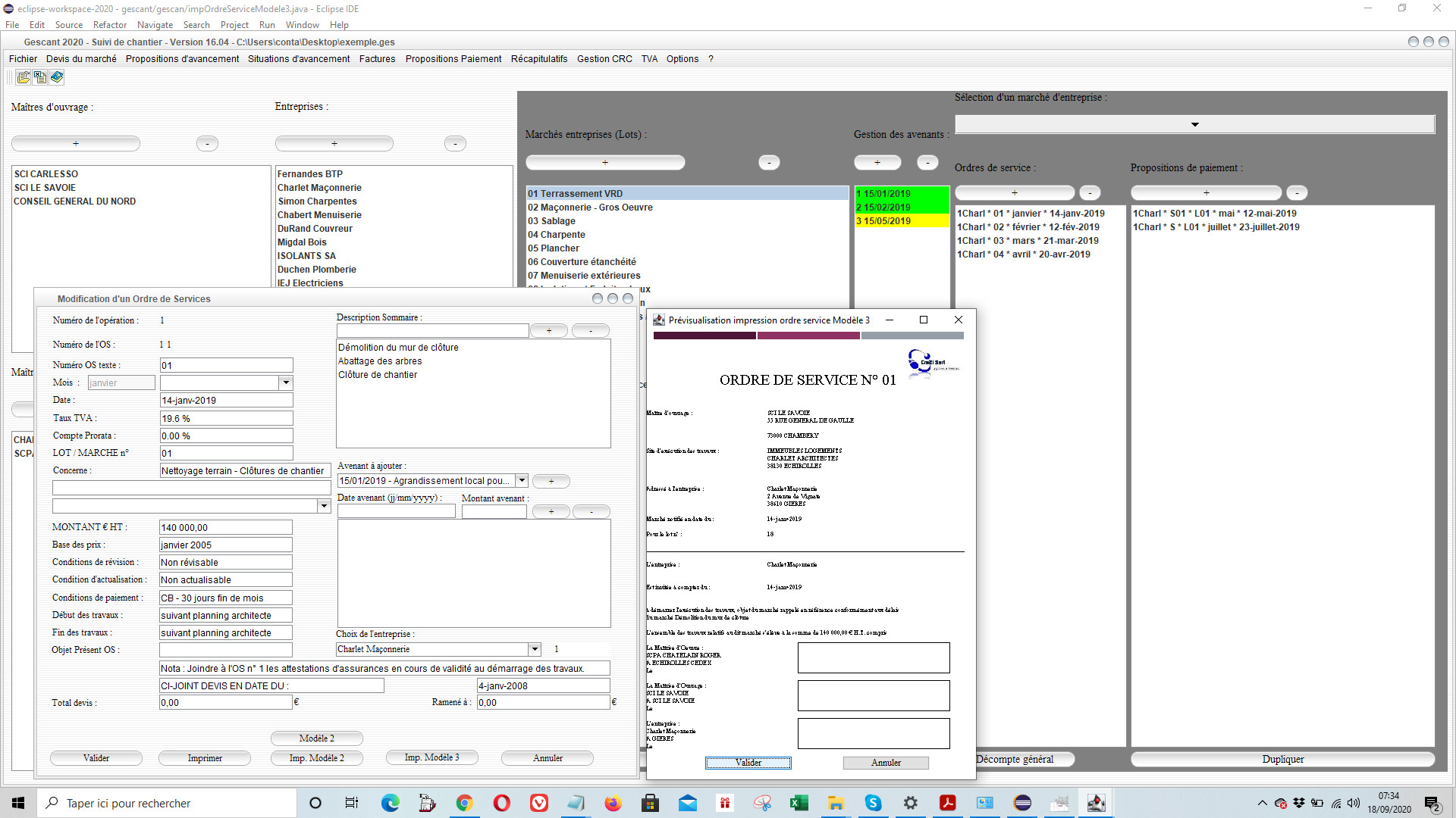 nouveau modèle d'ordre de services dans la gestion et suivi de chantier gescant mac et pc 16.04