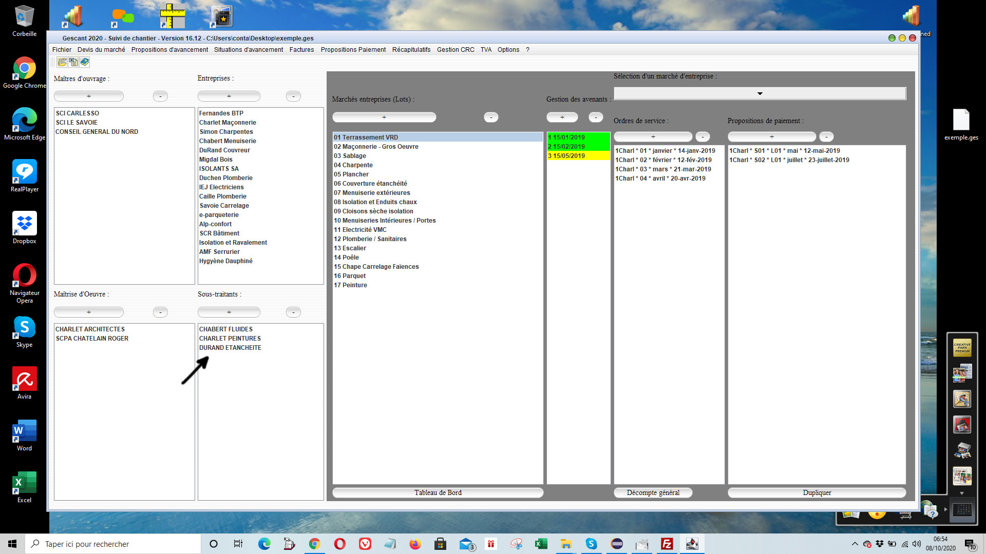 nouvelle gestion des sous-traitants dans le suivi de chantier Gescant mac et pc 16.12