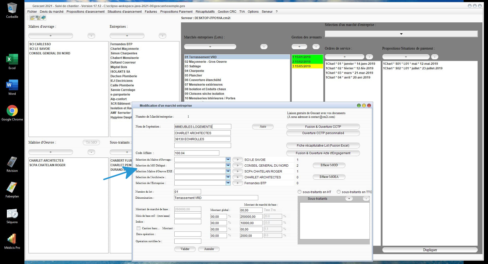 Nouvelle possibilité de désigner un Maître d'Ouvrage Délégué en plus du MO principal dans le Suivi de Chantier Gescant Mac & PC v17.12