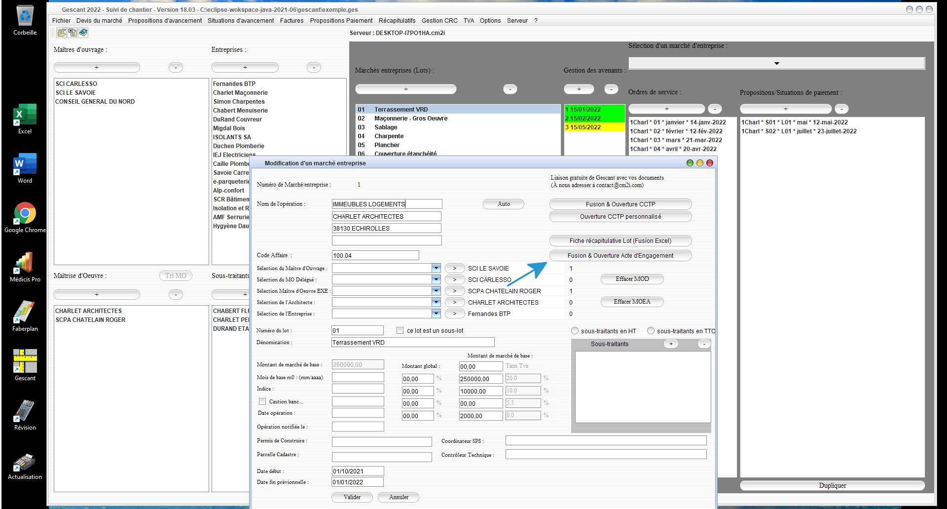 Acte d'Engagement Excel automatisé depuis le Suivi de Chantier Gescant Mac et PC v18.03