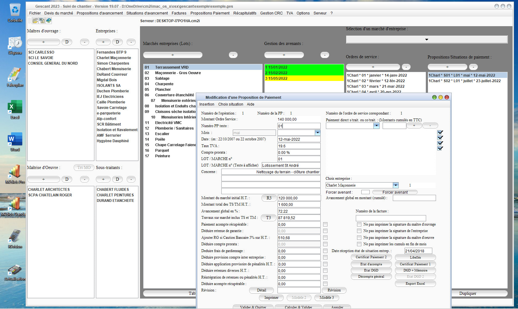 nouvelle version du logiciel de gestion et de suivi de chantier Gescant Mac et PC 19.07