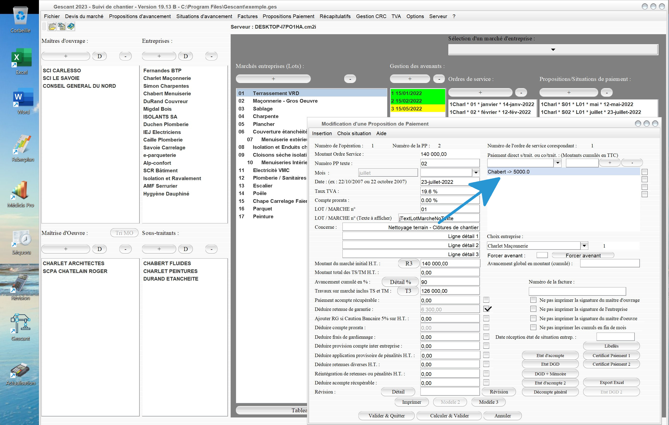 amelioration des paiements directs aux sous-traitants du logiciel suivi de chantier gescant mac et pc v19.13