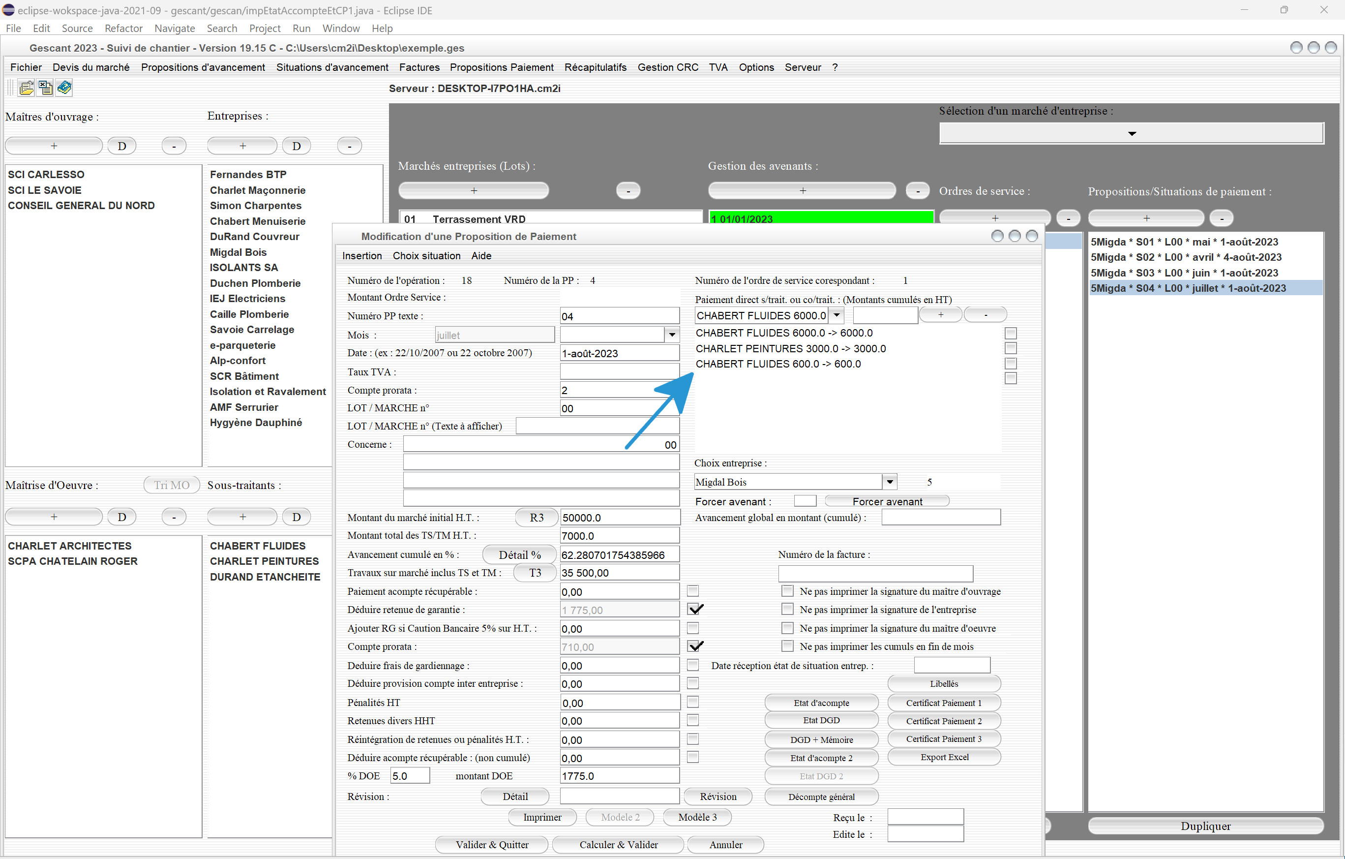 amélioration degestion des sous-traitants du logiciel de suivi de chantier Gescant Mac et PC v19.15