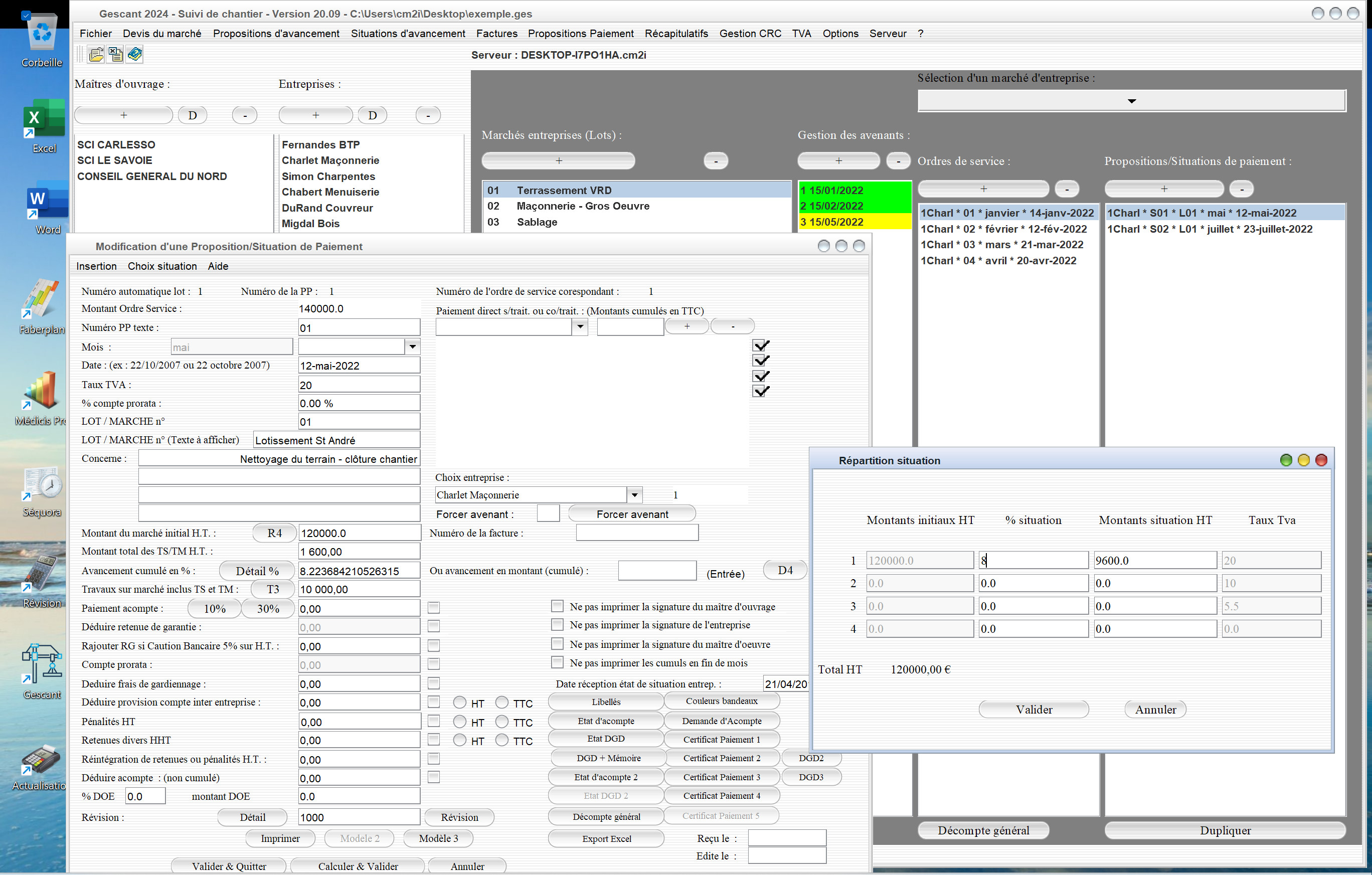 amélioration de la gestion multi-taux de tva sur les situations du logiciel de suivi de chantier Gescant Mac et PC v20.09