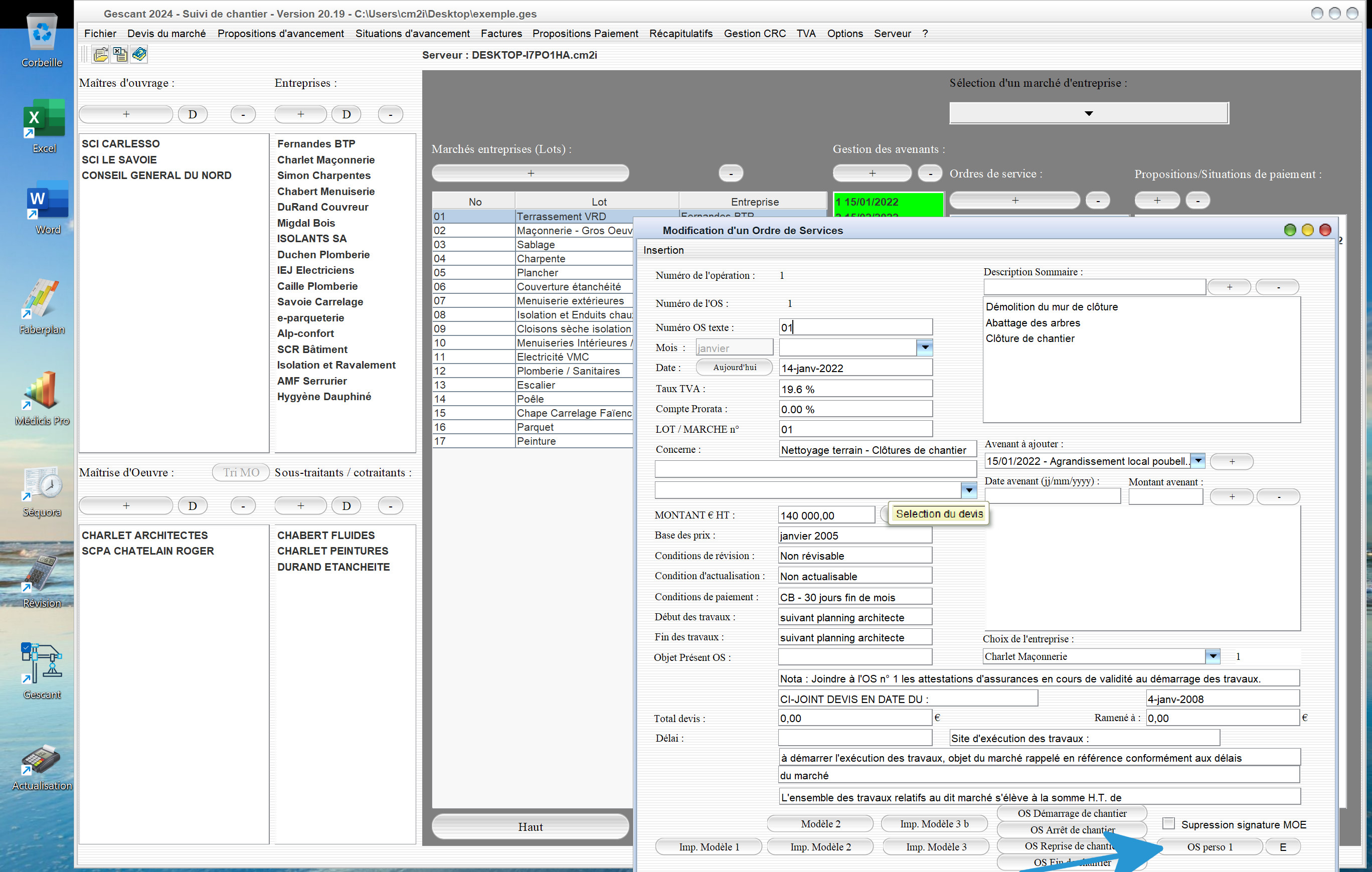 amélioration de la liaison de documents personnels dans les ordres de service du logiciel de suivi de chantier Gescant Mac et PC v20.19