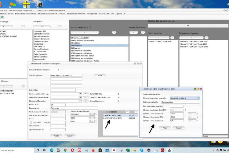 nouvelle gestion des sous-traitants du lot dans le suivi de chantier Gescant mac et pc 16.12