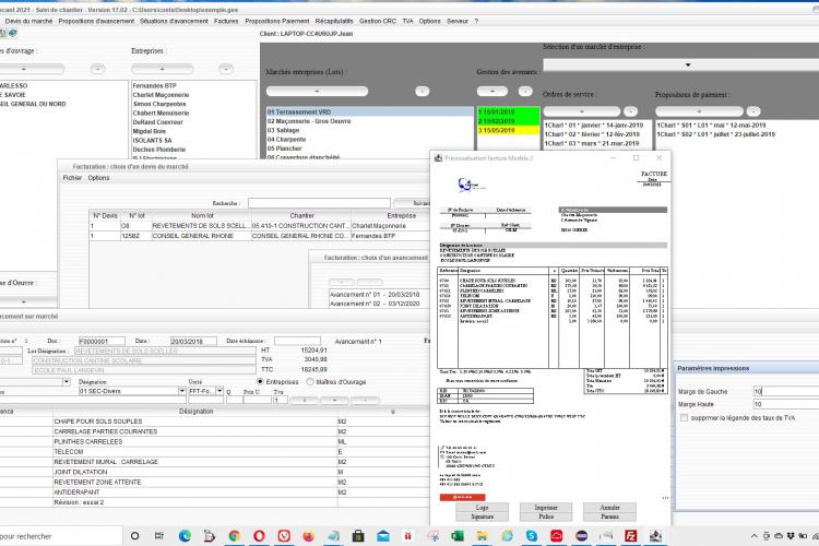 nouveau modèle de facture du suivi de chantier et de facturation Gescant Mac et PC 17.02