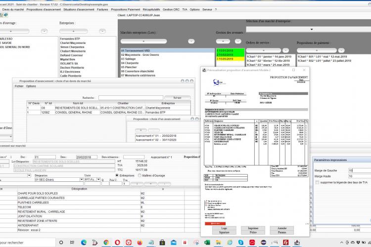 nouveau modèle de proposition de paiement du suivi de chantier et de facturation Gescant Mac et PC 17.02