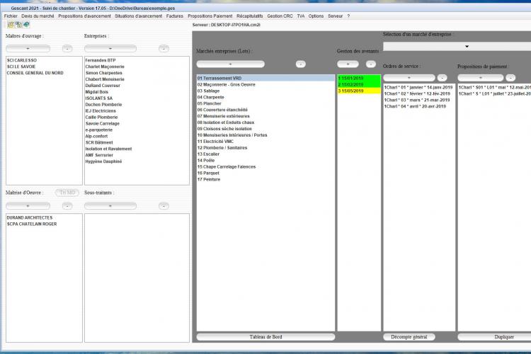 nouvelle version du logiciel de suivi et de gestion de chantier Gescant v17.05