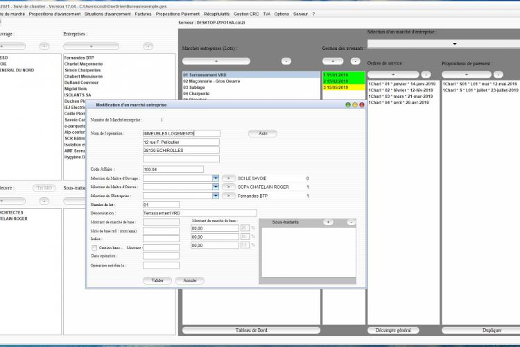 modification lot marché du logiciel de suivi de chantier Gescant Mac et PC 17.04