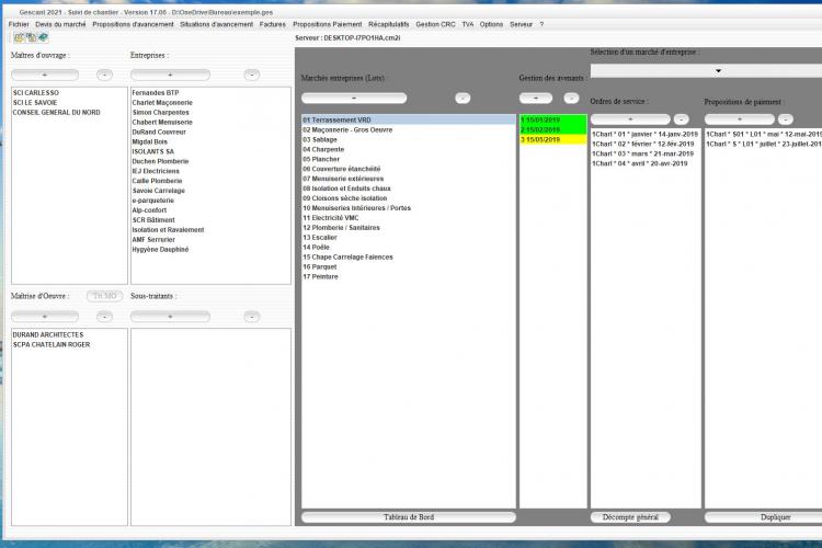 Logiciel de Suivi et de Gestion de Chantier et Facturation Gescant pour Mac et PC 17.06