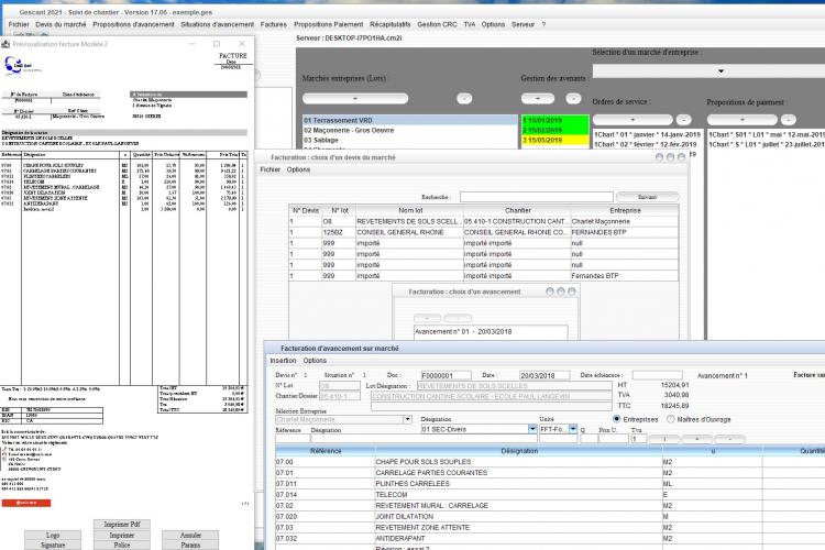  Modèle 2 de Facture du Logiciel de Suivi de Chantier et de Facturation Gescant Mac et PC 17.06