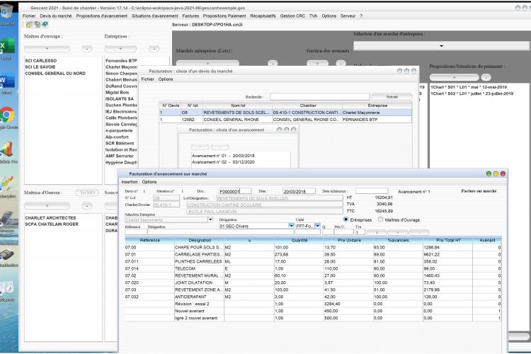 Nouveau détail des avenants dans les factures logiciel de suivi de chantier Gescant Mac et PC 17.14