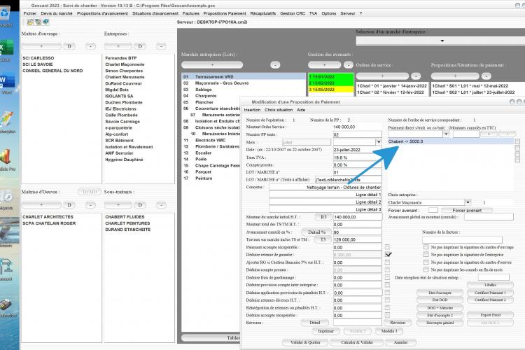 amelioration des paiements directs aux sous-traitants du logiciel suivi de chantier gescant mac et pc v19.13