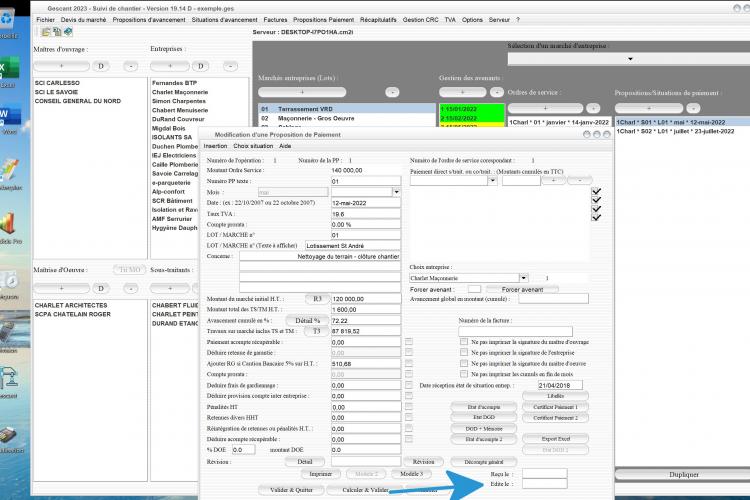 nouveaux champs dates dans les situations du logiciel de suivi de chantier Gescant Mac et PC v19.14