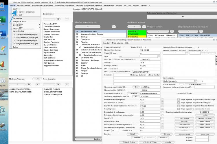 amélioration de l'ouverture d'un suivi de chantier existant dans le logiciel de suivi de chantier Gescant Mac et PC v19.16