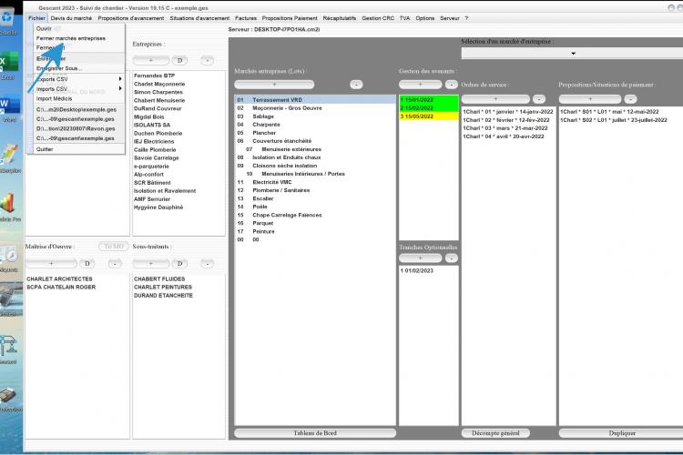 nouvelle possibilité de fermeture des marchés entreprises/lots du logiciel de suivi de chantier Gescant Mac et PC v19.15