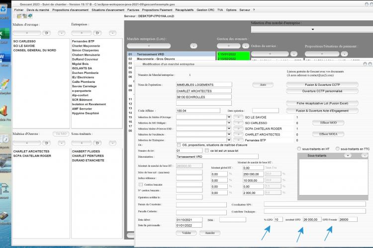 nouvelle gestion garantie à première demande dans les lots du marché du logiciel de suivi de chantier Gescant Mac et PC v19.17
