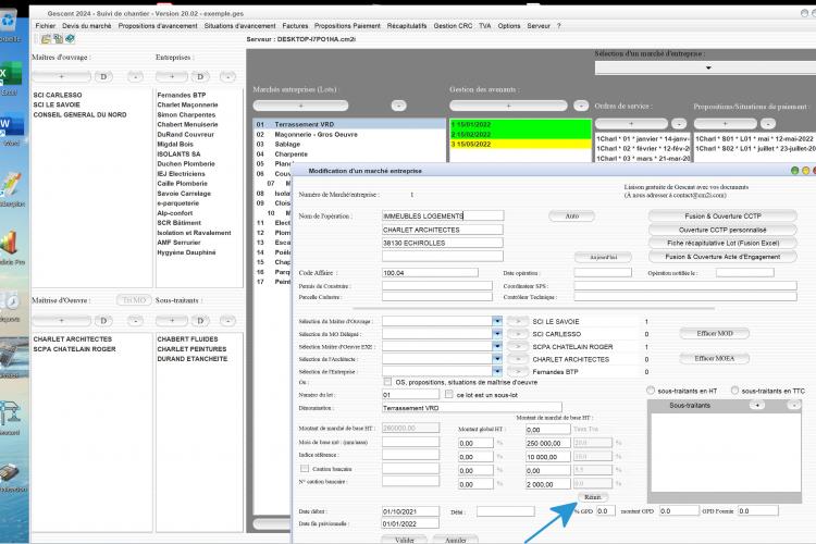 nouveau bouton réinitialisation des taux tva du logiciel de suivi de chantier Gescant Mac et PC v20.02