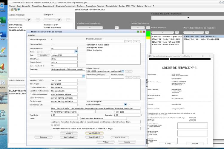 nouvelle gestion des numéros de lot sur les ordres de service 3b du logiciel de suivi de chantier Gescant Mac et PC v20.02