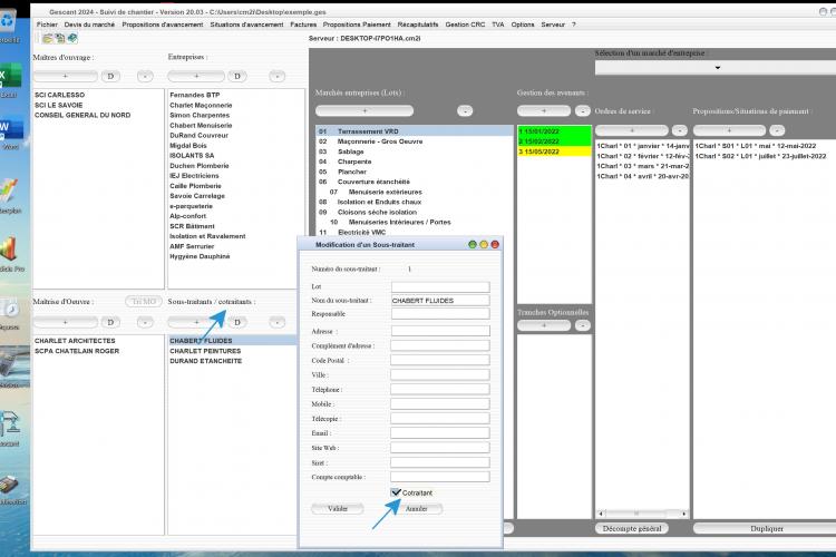 nouvelle gestion des cotraitants dans le logiciel de suivi de chantier Gescant Mac et PC v20.03