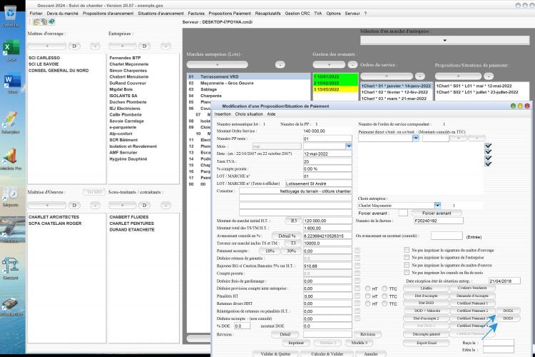 amélioration des Décompte Généraux Définitifs 2 et DGD 3 du logiciel suivi de chantier Gescant Mac et PC v20.07