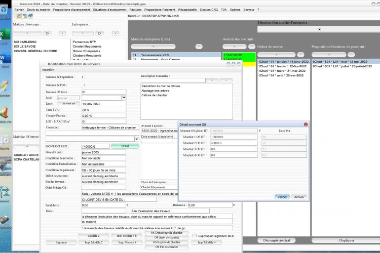 amélioration de la gestion multi taux de TVA sur les Ordres de Service du logiciel de suivi de chantier Gescant Mac et PC v20.09
