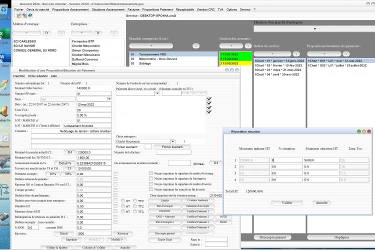amélioration de la gestion multi taux de tva sur les situations du logiciel de suivi de chantier Gescant Mac et PC v20.09