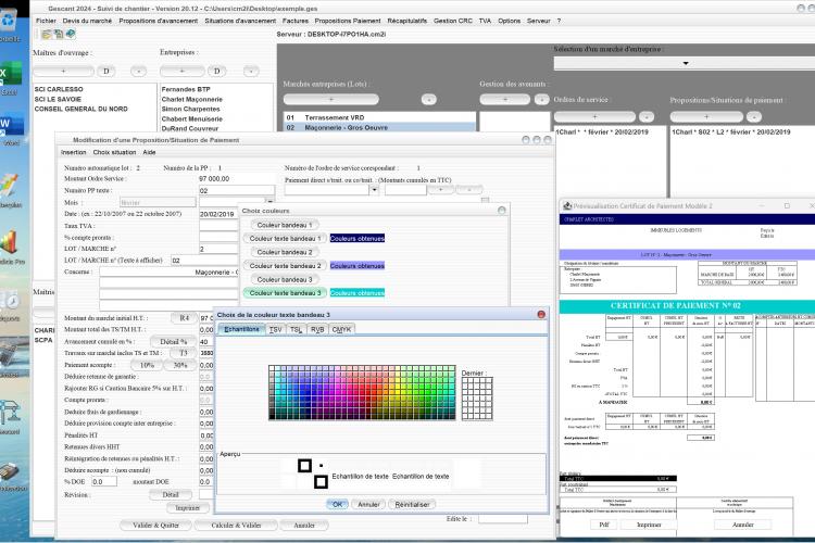 amélioration du certificat de paiement 2 du logiciel de suivi de chantier Gescant Mac et PC v20.12