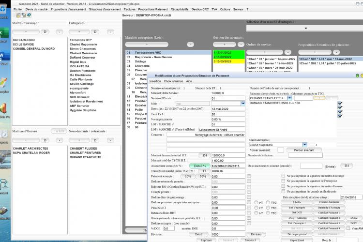 amélioration de la gestion des sous traitant des situations du logiciel de suivi de chantier Gescant Mac et PC v20.14