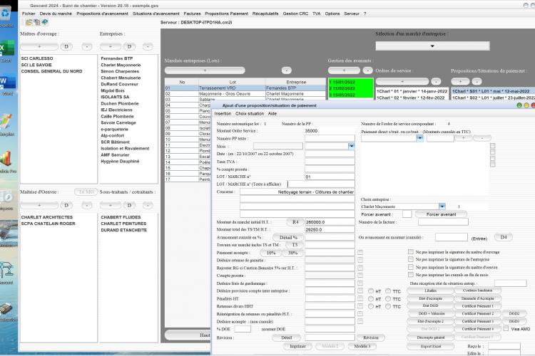 amélioration de la création des situations du logiciel de suivi de chantier Gescant mac et pc v20.18