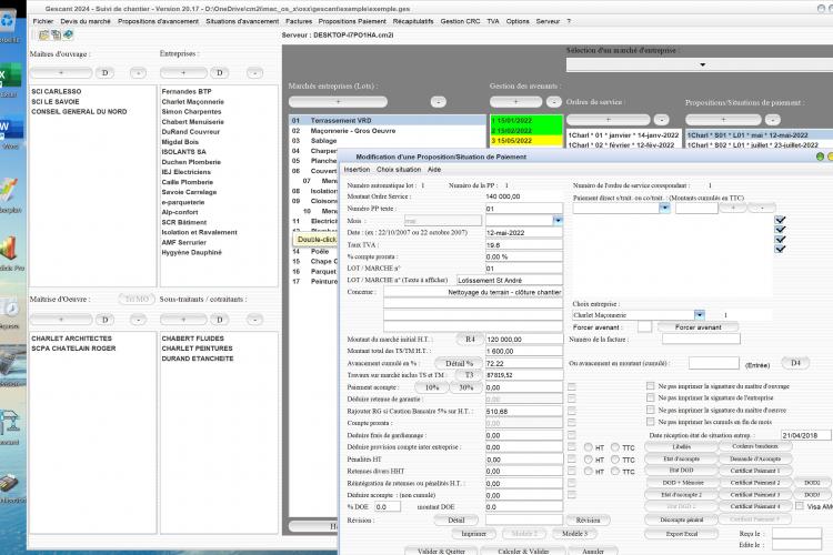 amélioration gestion des situations du logiciel de suivi de chantier Gescant mac et pc v20.17