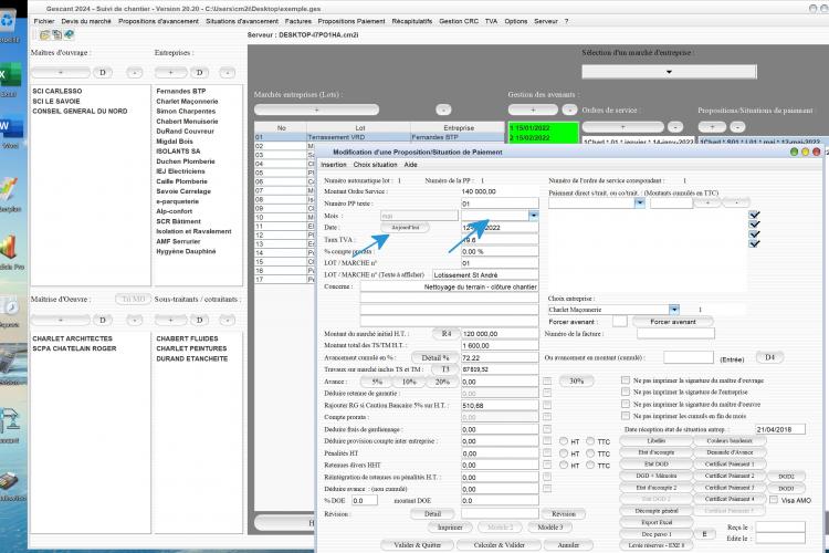 amélioration de la gestion des dates de situation du logiciel de suivi de chantier Gescant Mac et PC v20.20