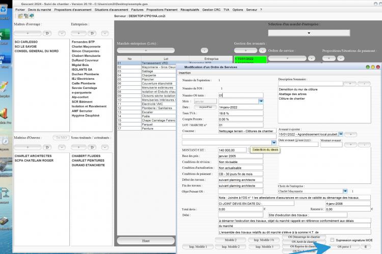 amélioration de la liaison de documents personnels dans les ordres de service du logiciel de suivi de chantier Gescant Mac et PC v20.19