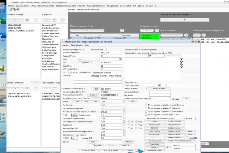amélioration de la liaison des situations avec la levée des réserves du logiciel de suivi de chantier Gescant 2025 Mac et PC v21.01