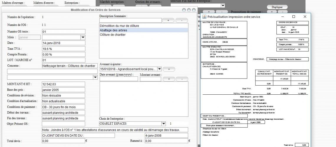 Gestion des ordres de service