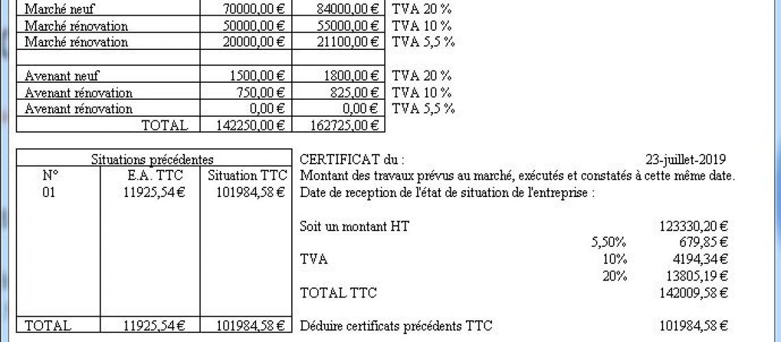 Etats d'acompte