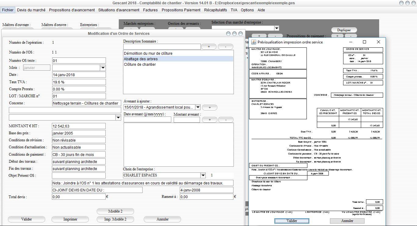 Gestion des ordres de service